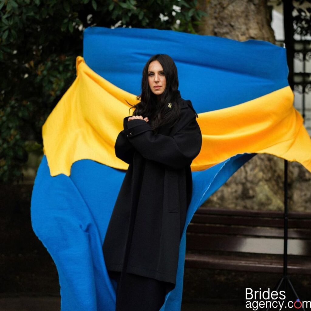 Jamala and Ukrainian flag