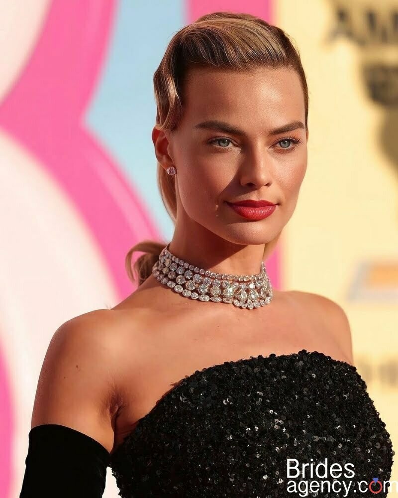 Margot Robbie at the premiere of the movie "Barbie"